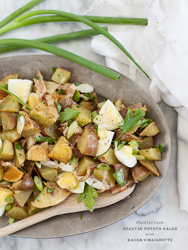 Roasted Potato Salad with Bacon Dressing - foodiecrush