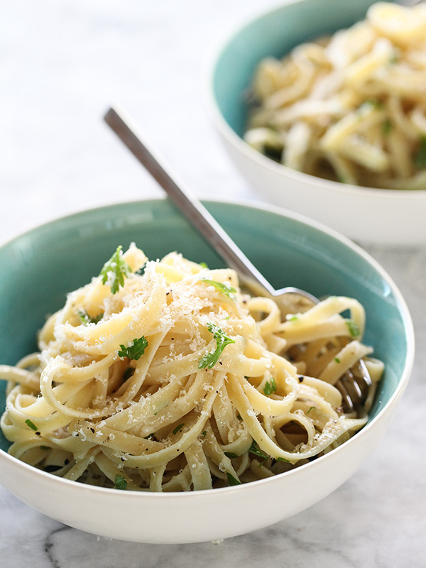 Easy Parmesan Buttered Noodles - foodiecrush