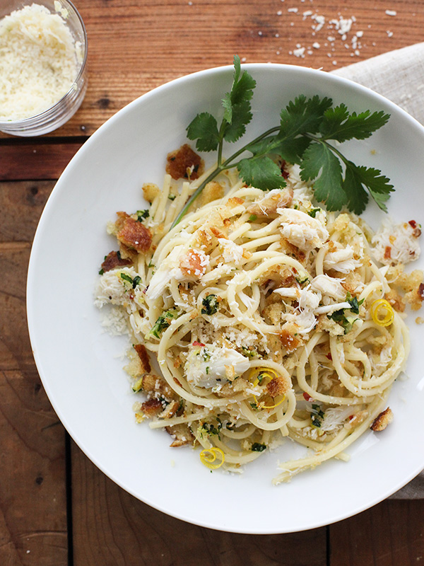 Crab Spaghetti with Lemon Gremolata - foodiecrush
