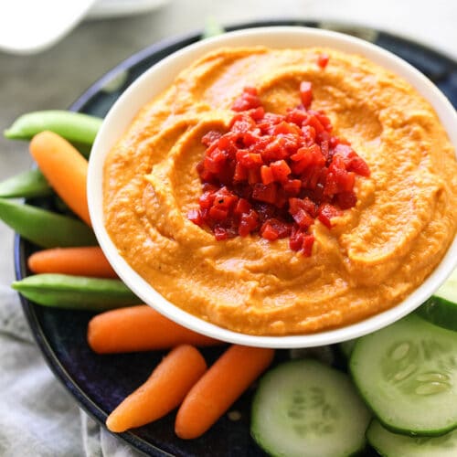 Spicy Roasted Red Pepper Hummus - foodiecrush