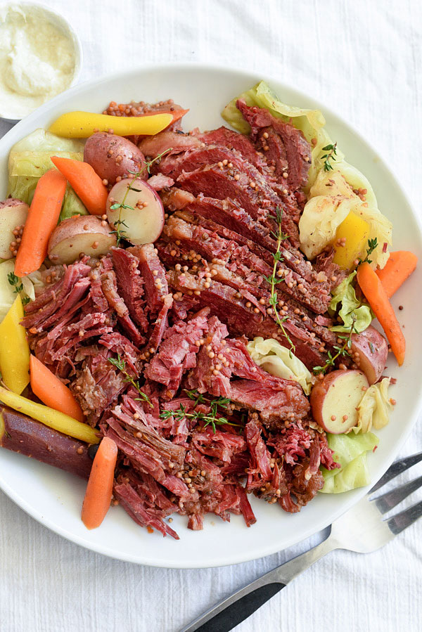 Slow Cooker Corned Beef and Cabbage | foodiecrush.com #crockpot #recipe #slowcooker #easy #instantpot