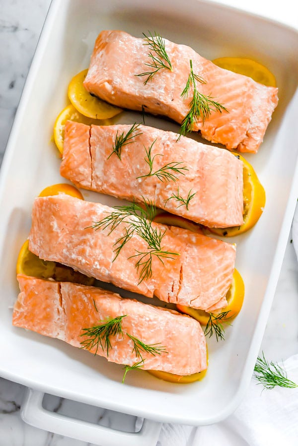 Poached Salmon (+ Mustard Dill Sauce!) | foodiecrush.com
