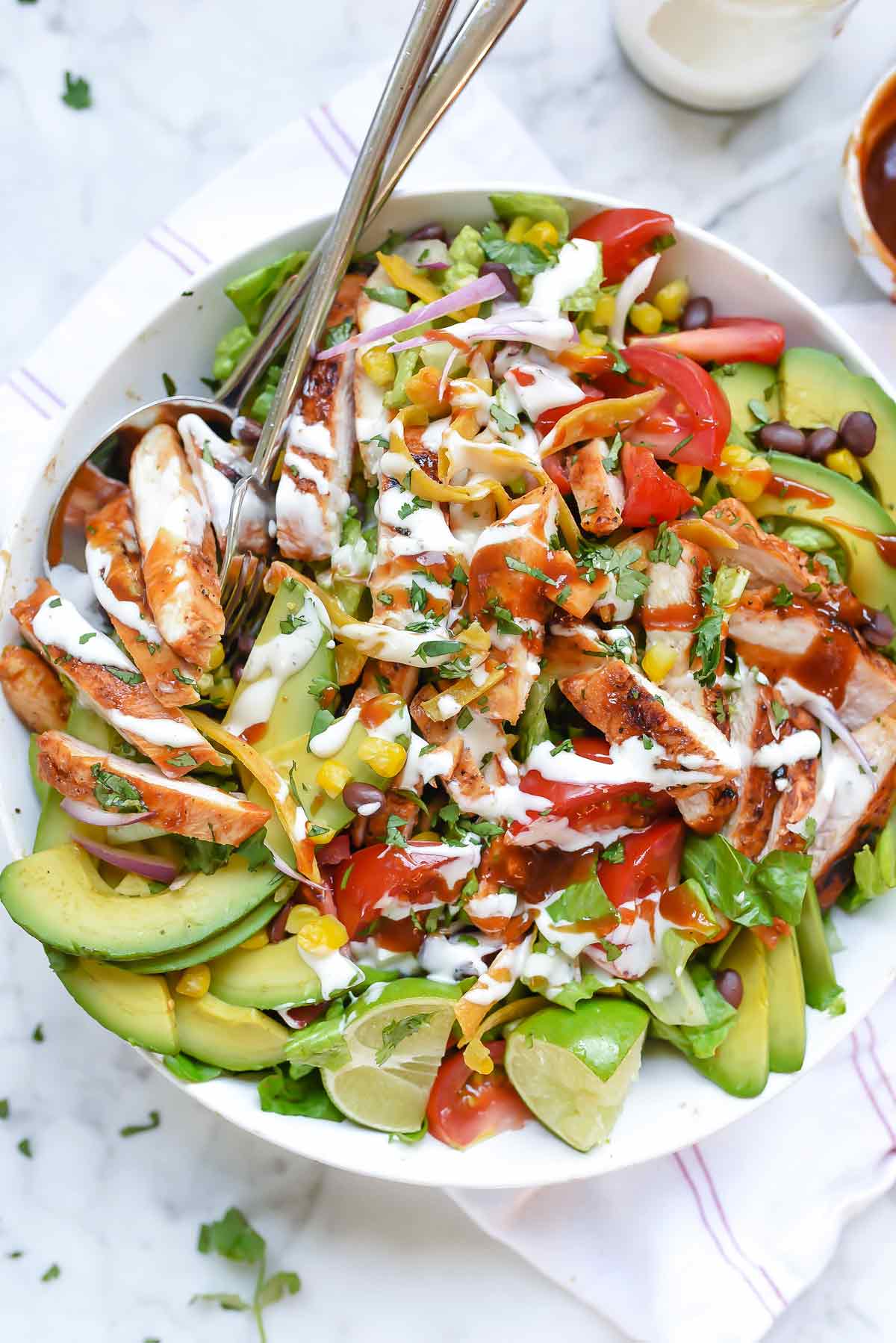 Southwest BBQ Chicken Salad Recipe | foodiecrush.com