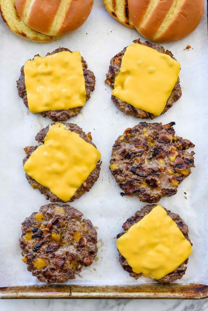 Bacon Cheddar Cheeseburger and Caramelized Onions | foodiecrush.com