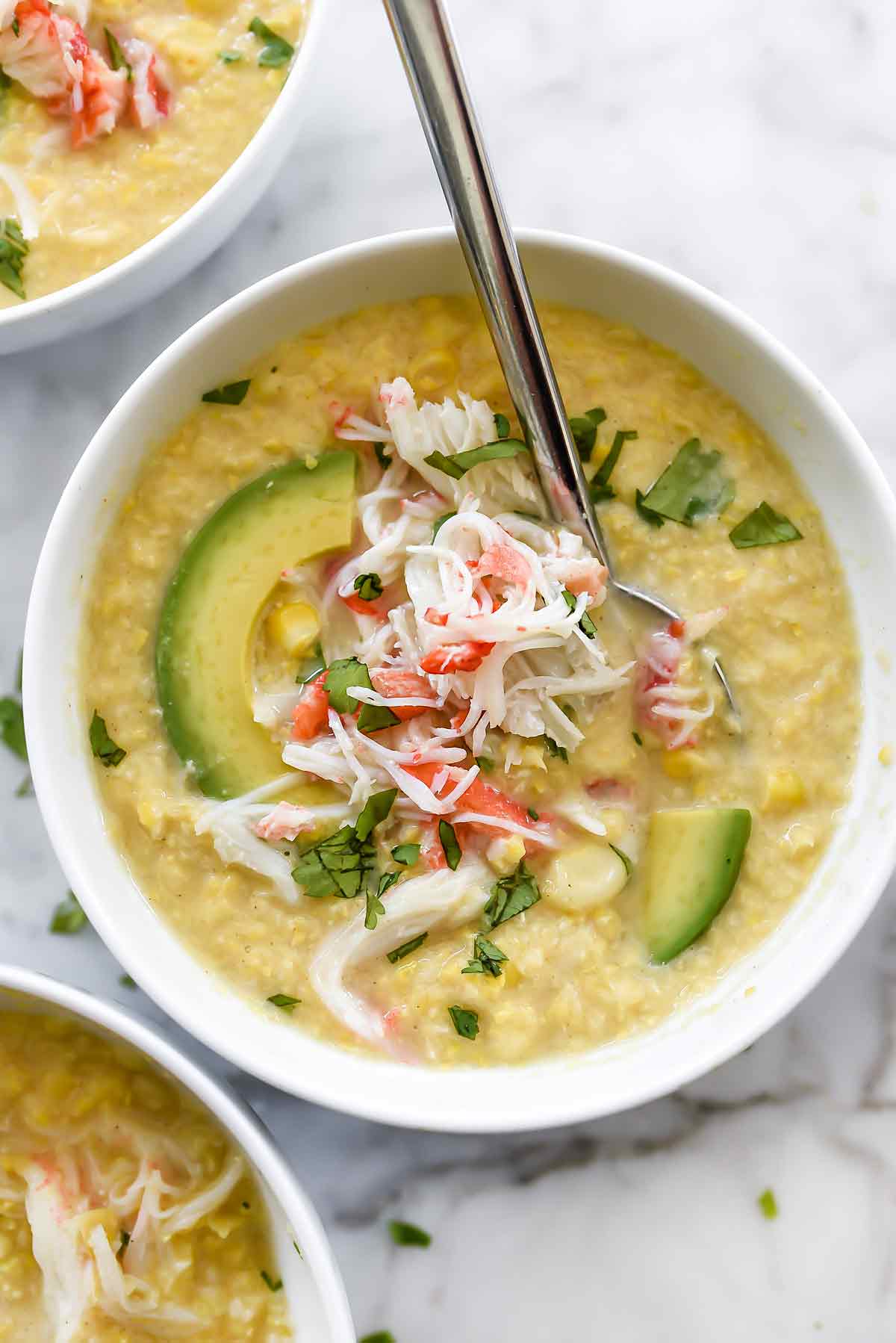 Chilled Corn and Crab Soup Recipe | foodiecrush.com
