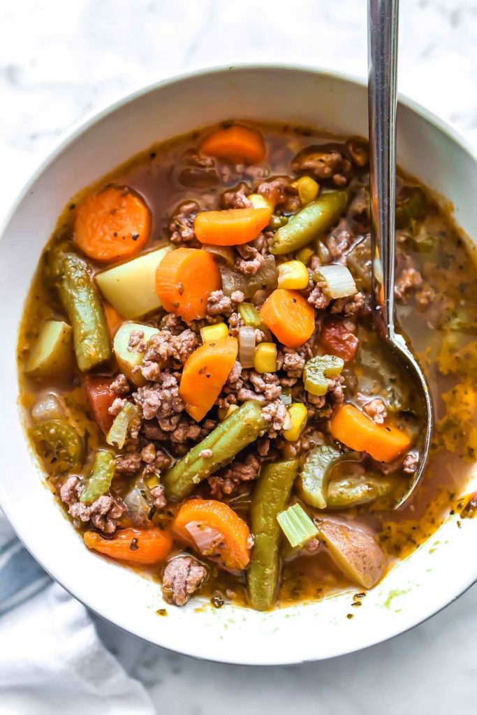 Easy Hamburger Soup with Vegetables | foodiecrush.com