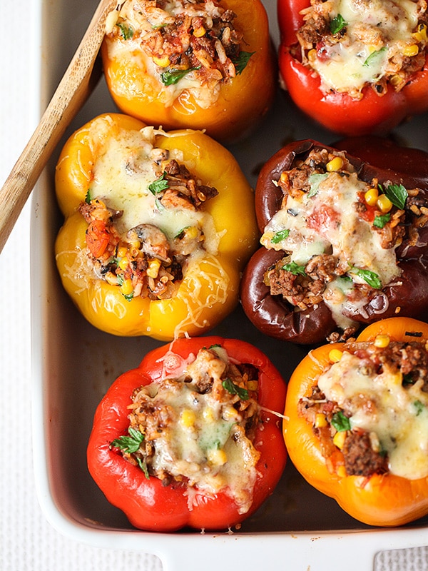 BEST Stuffed Bell Peppers Recipe With Beef foodiecrush.com