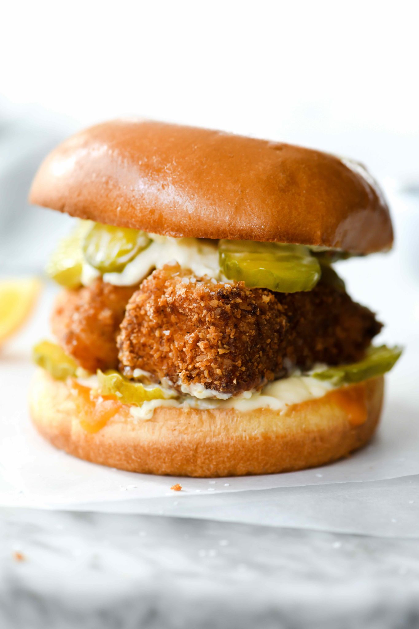 Healthier Fried Fish Sandwich {30 Minutes} | foodiecrush.com
