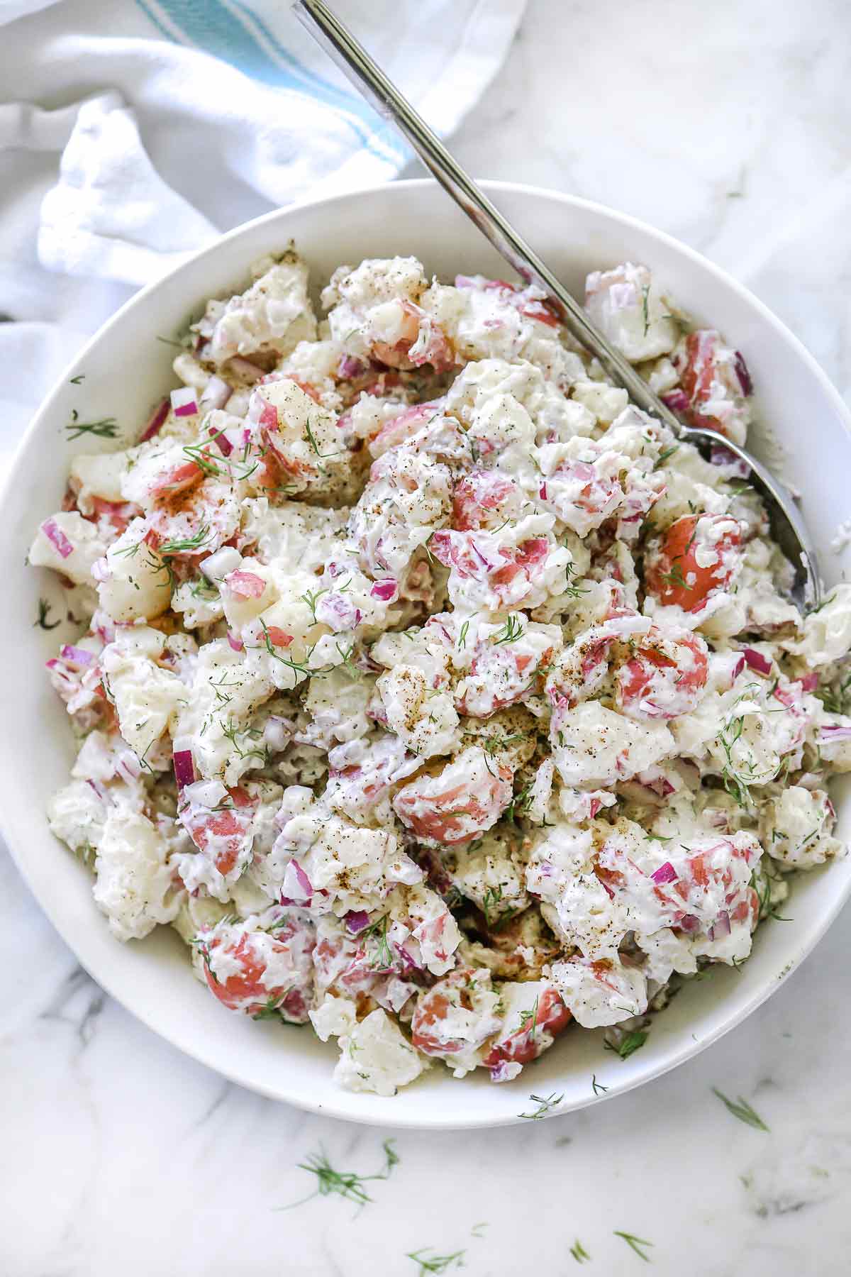Creamy Dilled Red Potato Salad Recipe | foodiecrush.com