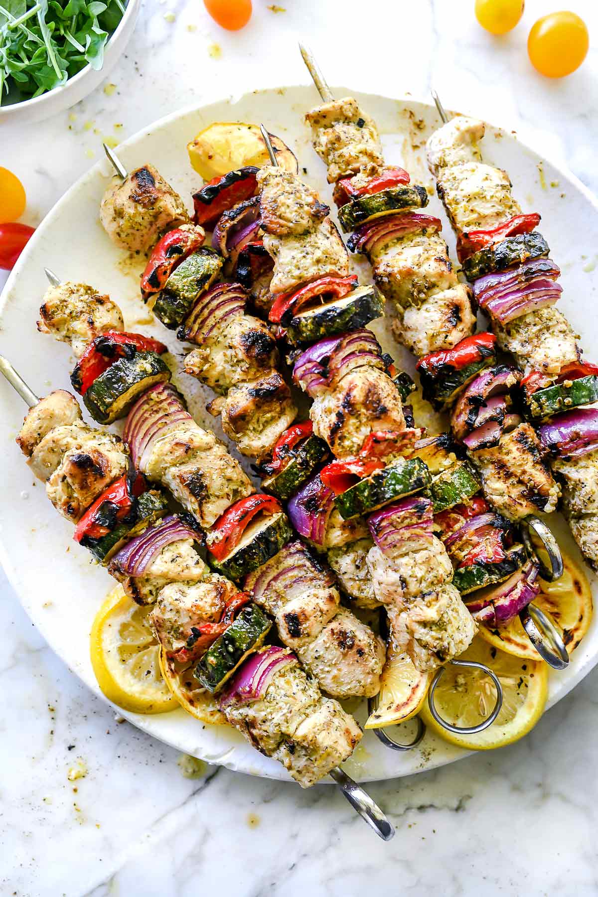 Grilled Greek Chicken Kebab Recipe | foodiecrush.com