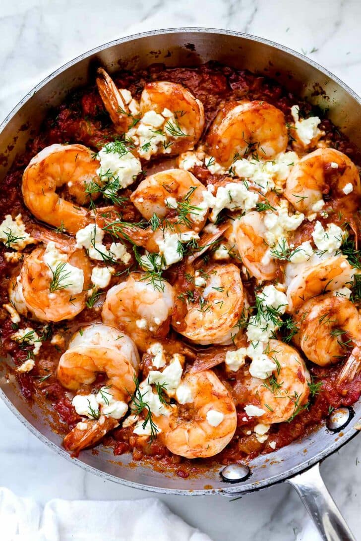 Saucy Greek Baked Shrimp - foodiecrush