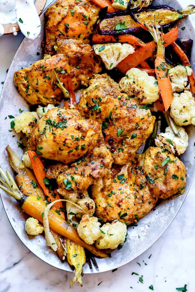 Sheet Pan Tandoori Chicken and Vegetables - foodiecrush .com