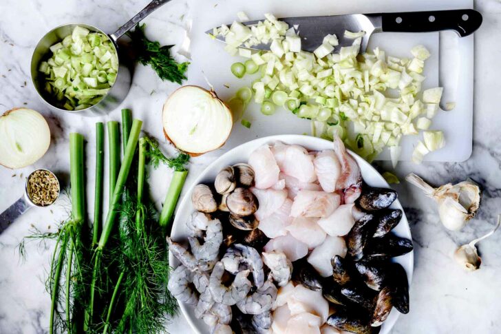 Ingredients for Cioppino Recipe | foodiecrush.com #cioppino #seafood #easy #recipes
