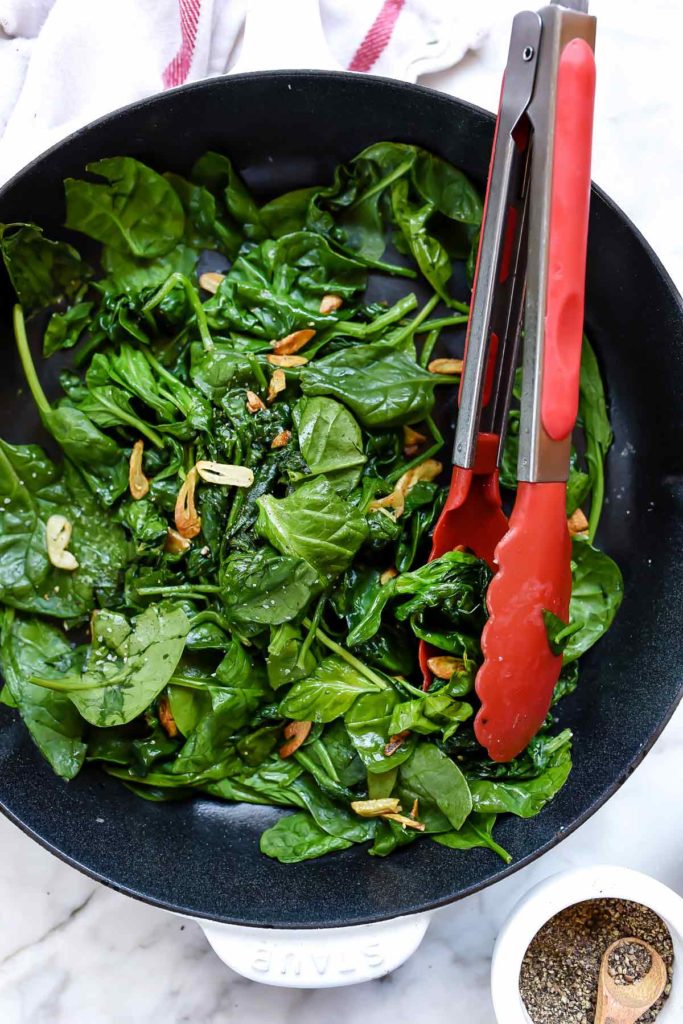 Sauteéd Spinach with Garlic (Healthy Side Dish Recipe!) | foodiecrush.com
