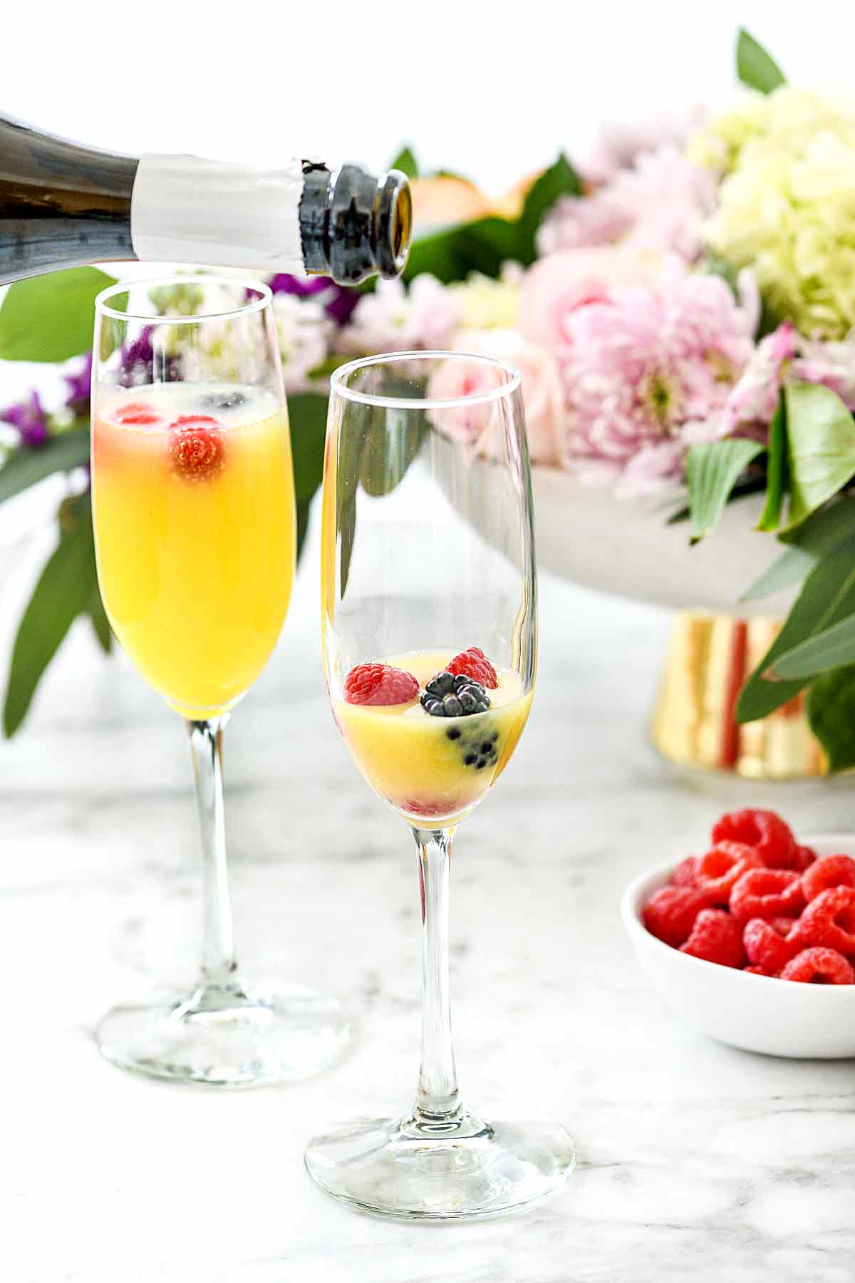 Mimosa drink sweet Raspberry Mimosas