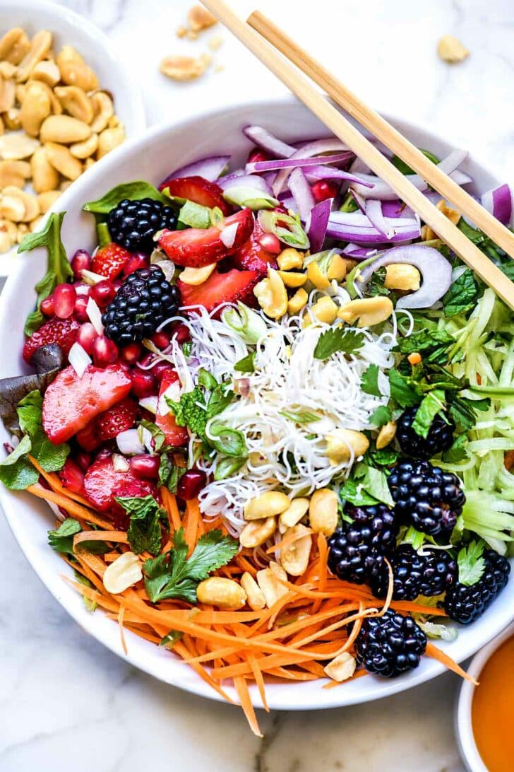 Vietnamese Rice Noodle Salad Bowls with Berries - foodiecrush