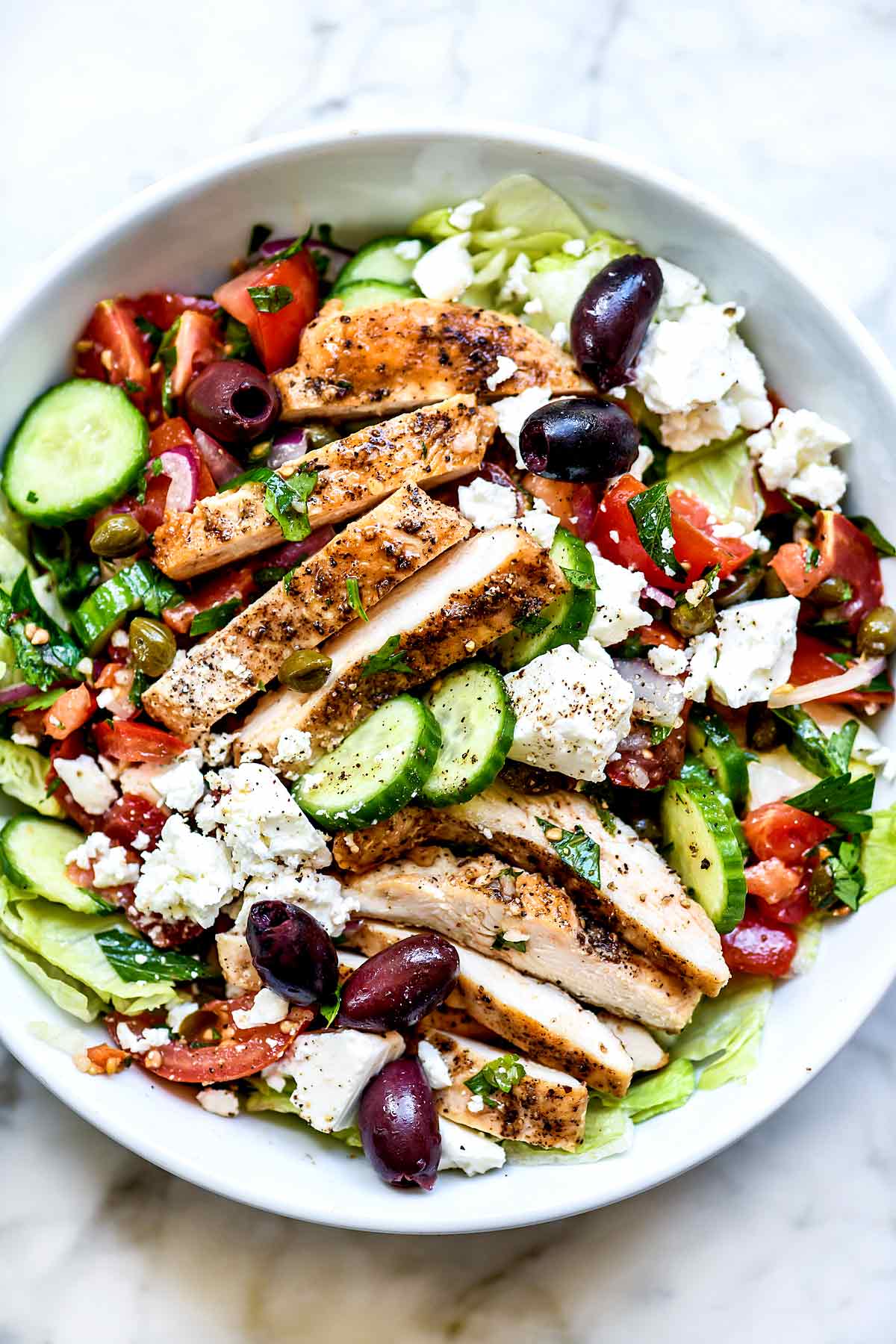 Greek Salad with Chicken - foodiecrush .com
