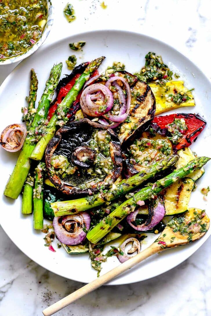 Grilled Vegetables with Chimichurri Sauce - foodiecrush .com