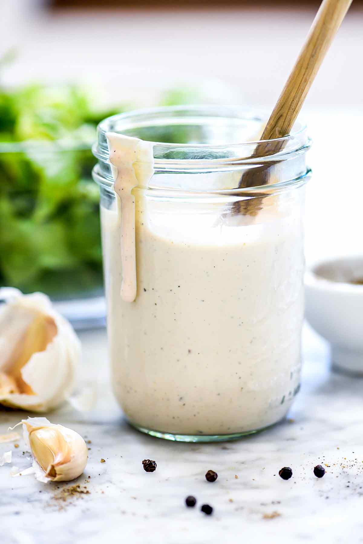 Creamy Caesar Salad Dressing Recipe Egg Free Foodiecrush Com