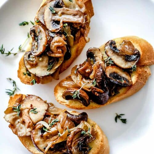 Caramelized Onion and Mushroom Crostini - foodiecrush .com