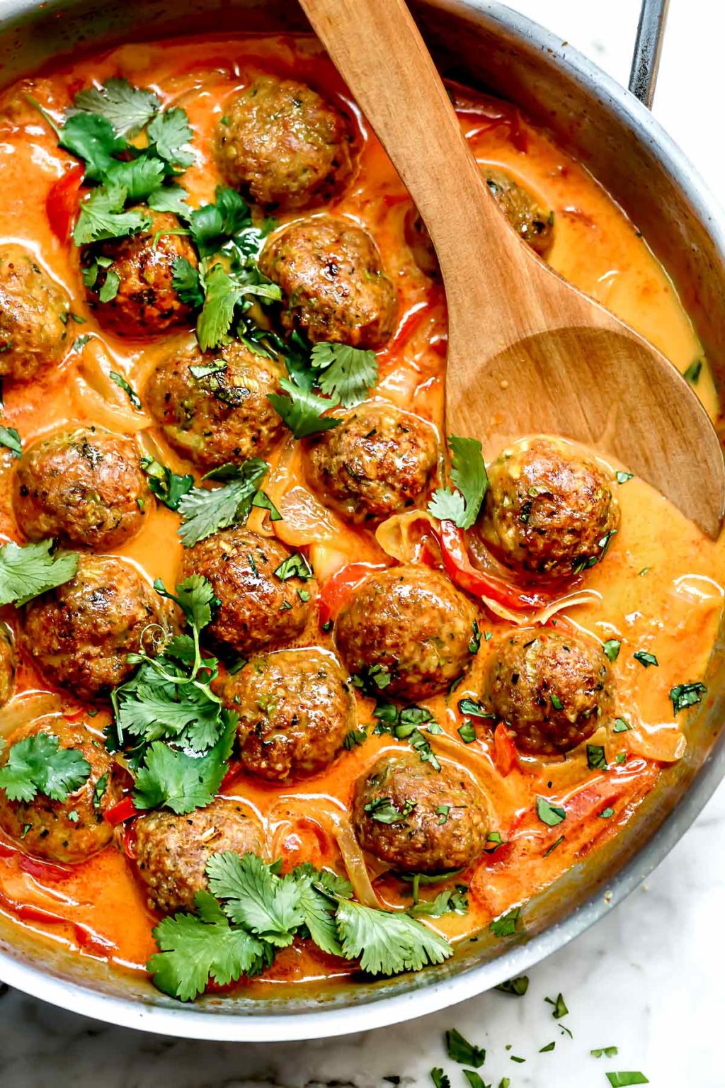 Thai Turkey Meatballs In Coconut Red Curry Sauce - foodiecrush.com