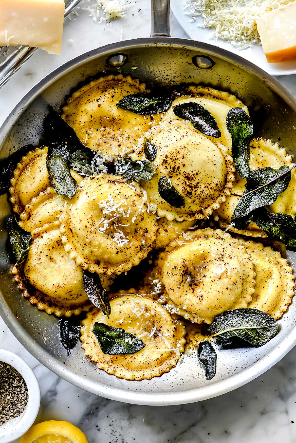 Ravioli with Browned Butter and Crispy Sage | foodiecrush .com