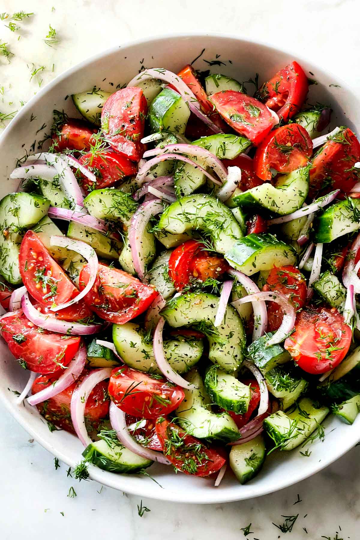Dilled Cucumber and Tomato Salad | foodiecrush.com