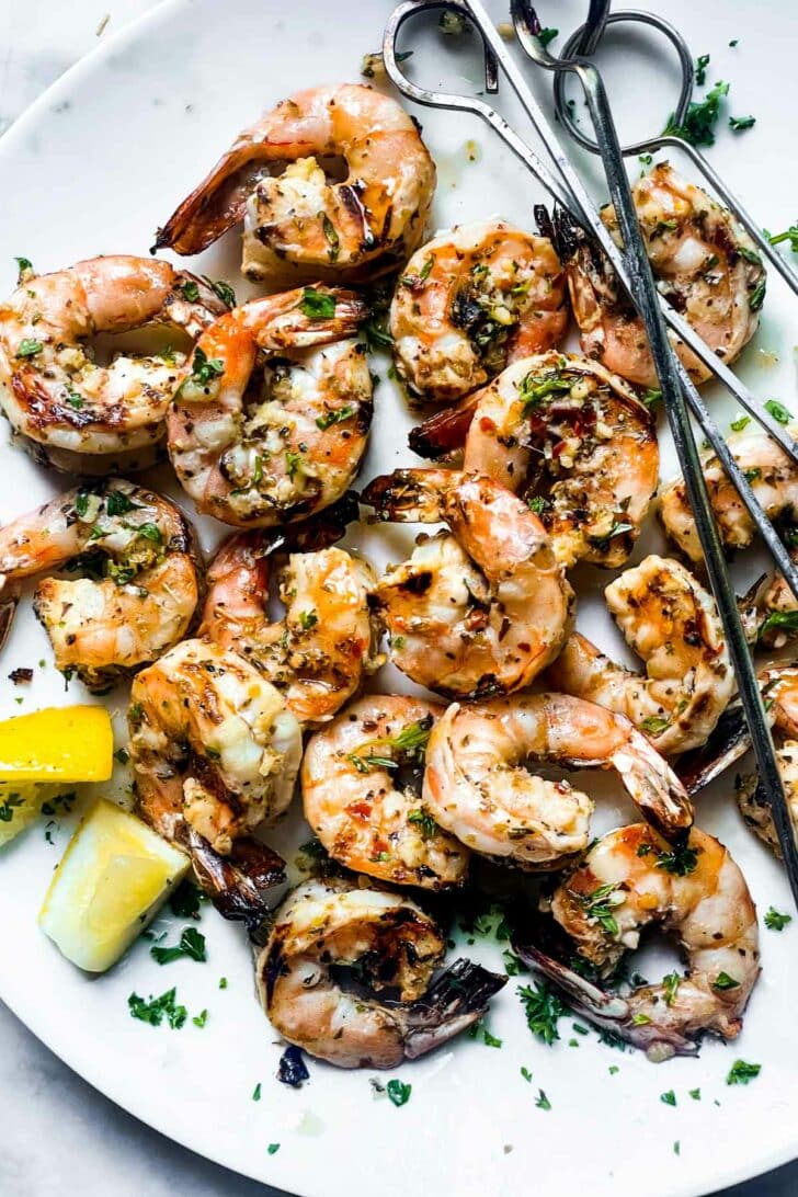 Garlic Grilled Shrimp Skewers - | foodiecrush.com