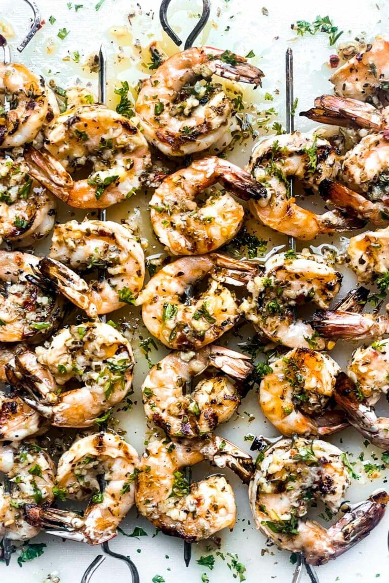 Garlic Grilled Shrimp Skewers - | foodiecrush.com